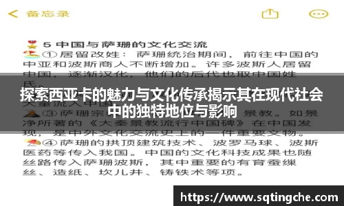 探索西亚卡的魅力与文化传承揭示其在现代社会中的独特地位与影响
