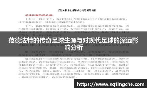 范德法特的传奇足球生涯与对现代足球的深远影响分析
